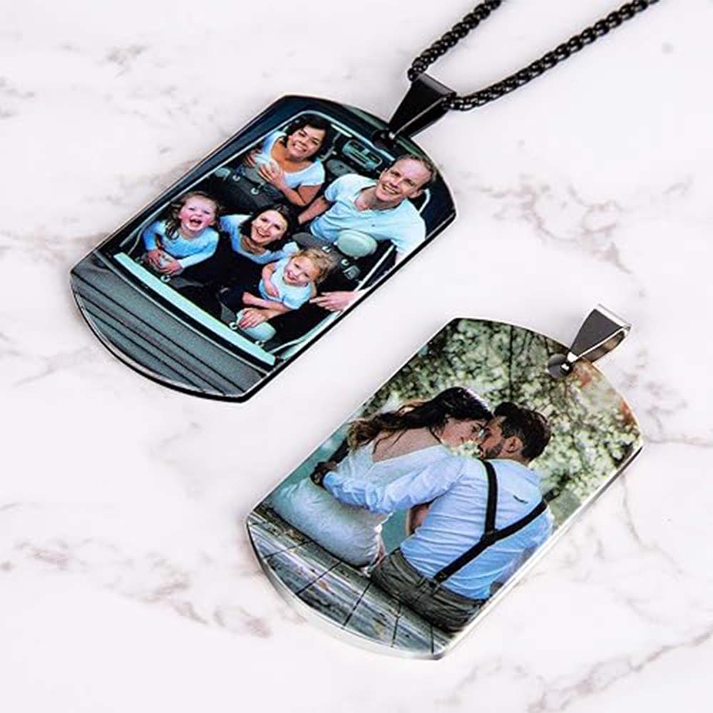 Color Personalized Steel Photo Dog Tag Pendant