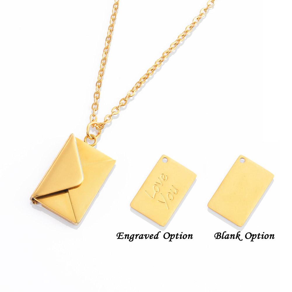 Personalized Love Letter Necklace Custom Envelope Necklace With Message
