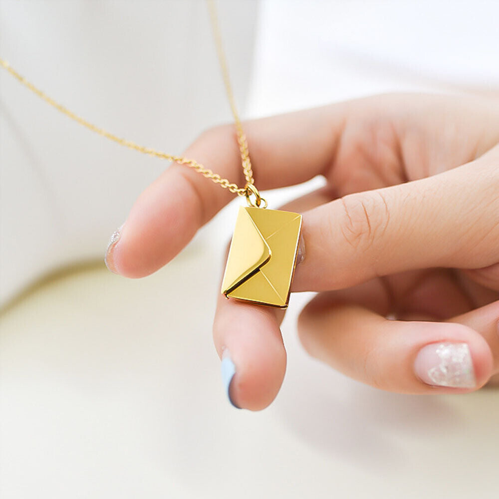 Personalized Love Letter Necklace Custom Envelope Necklace With Message