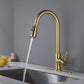 Modern Brushed Gold Kitchen Faucet - 360�� Swivel Pull-Down Sprayer