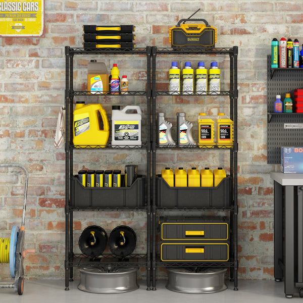 5-Tier Adjustable Metal Storage Shelves - Heavy Duty Organization Rack
