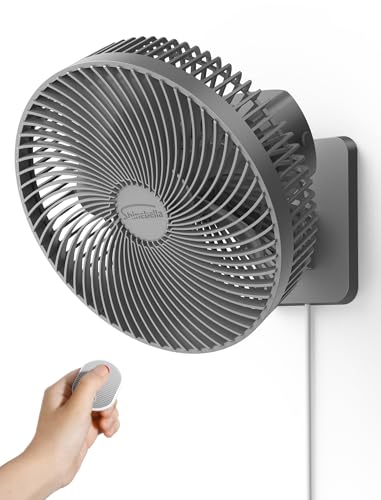 10-Inch Wall Mount Oscillating Fan with Remote Control - 3 Speeds & 7.5H Timer