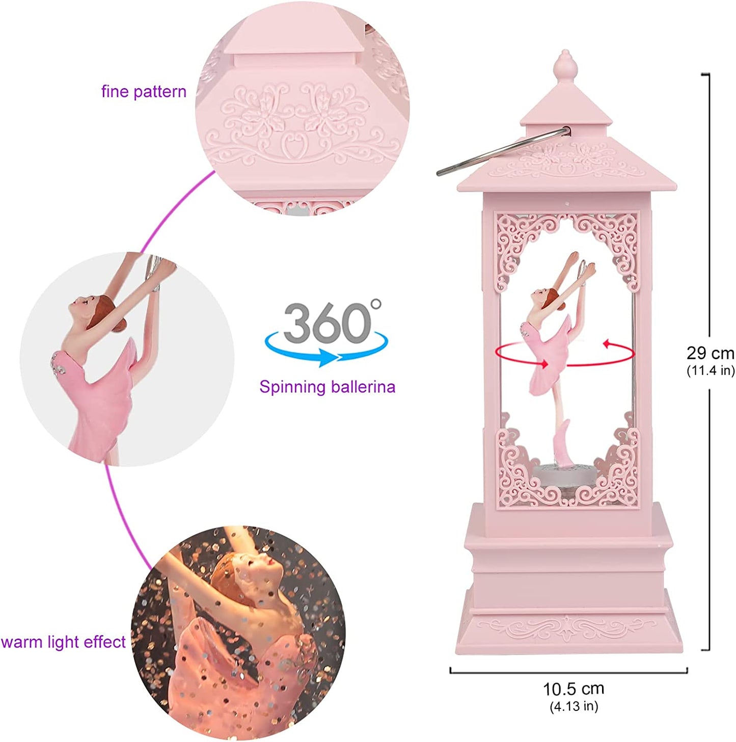 360° Rotating Ballerina Figurine Music Box Light