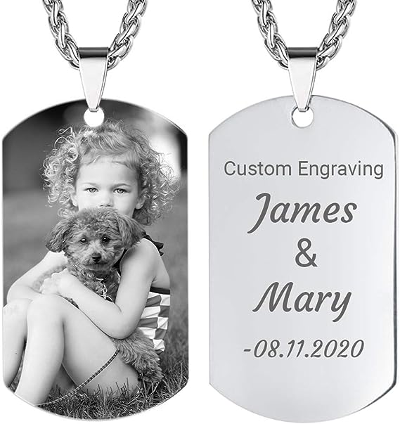Personalized Stainless Steel Photo Dog Tag Pendant，Gold And Sliver