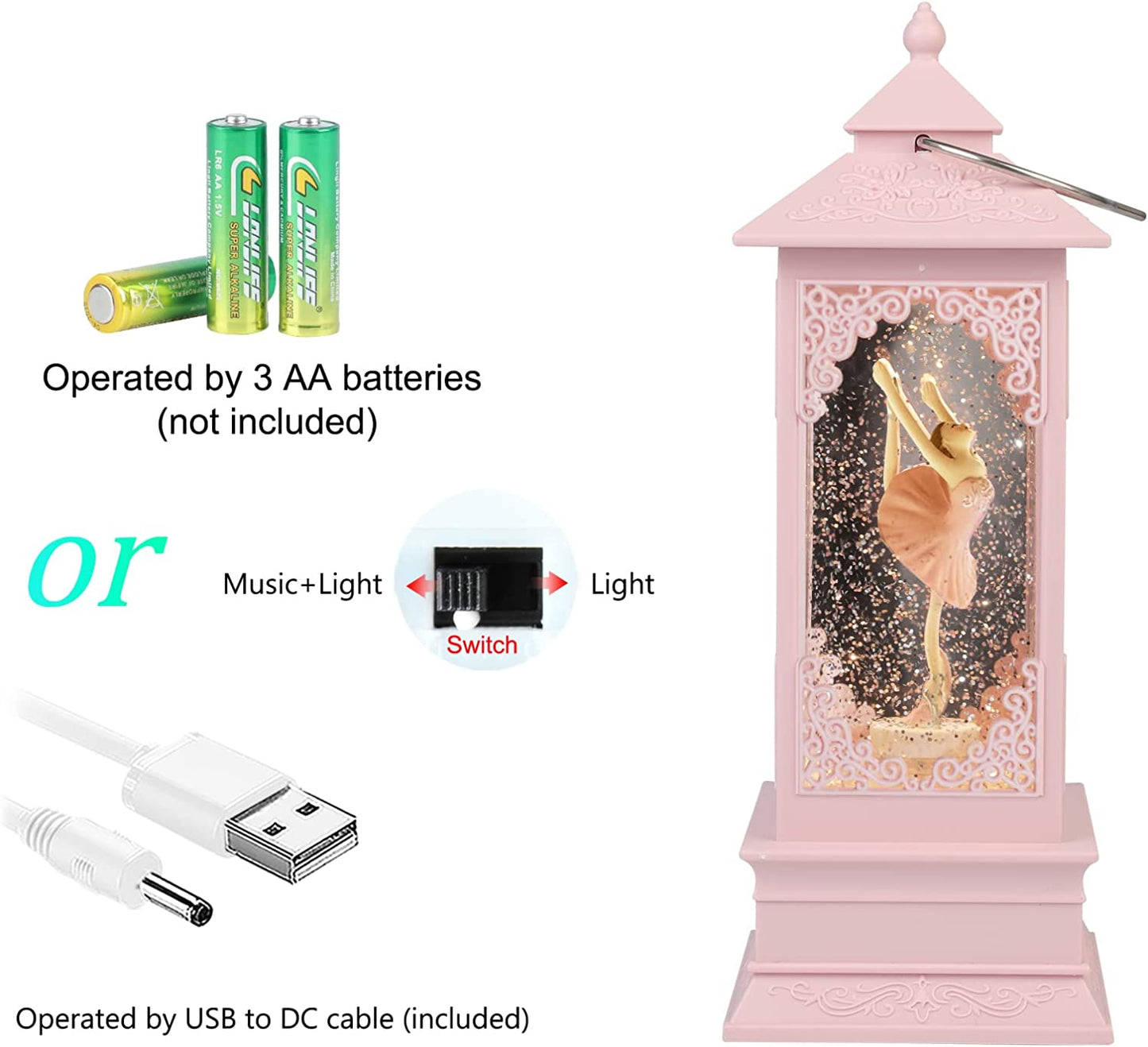 360° Rotating Ballerina Figurine Music Box Light
