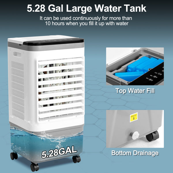 20L Portable Evaporative Air Cooler with Remote - 3-in-1 Cooling Fan & Humidifier