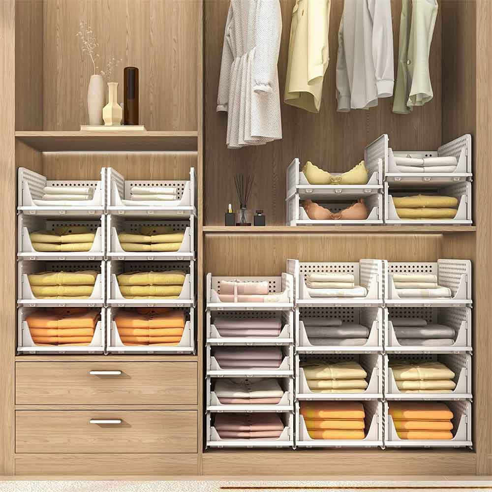 Stackable Wardrobe Drawer Units Organizer Clothes Closet Storage Boxes 